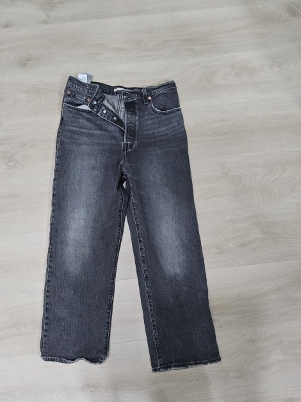Levi's Black Washed Straight-Leg Jeans